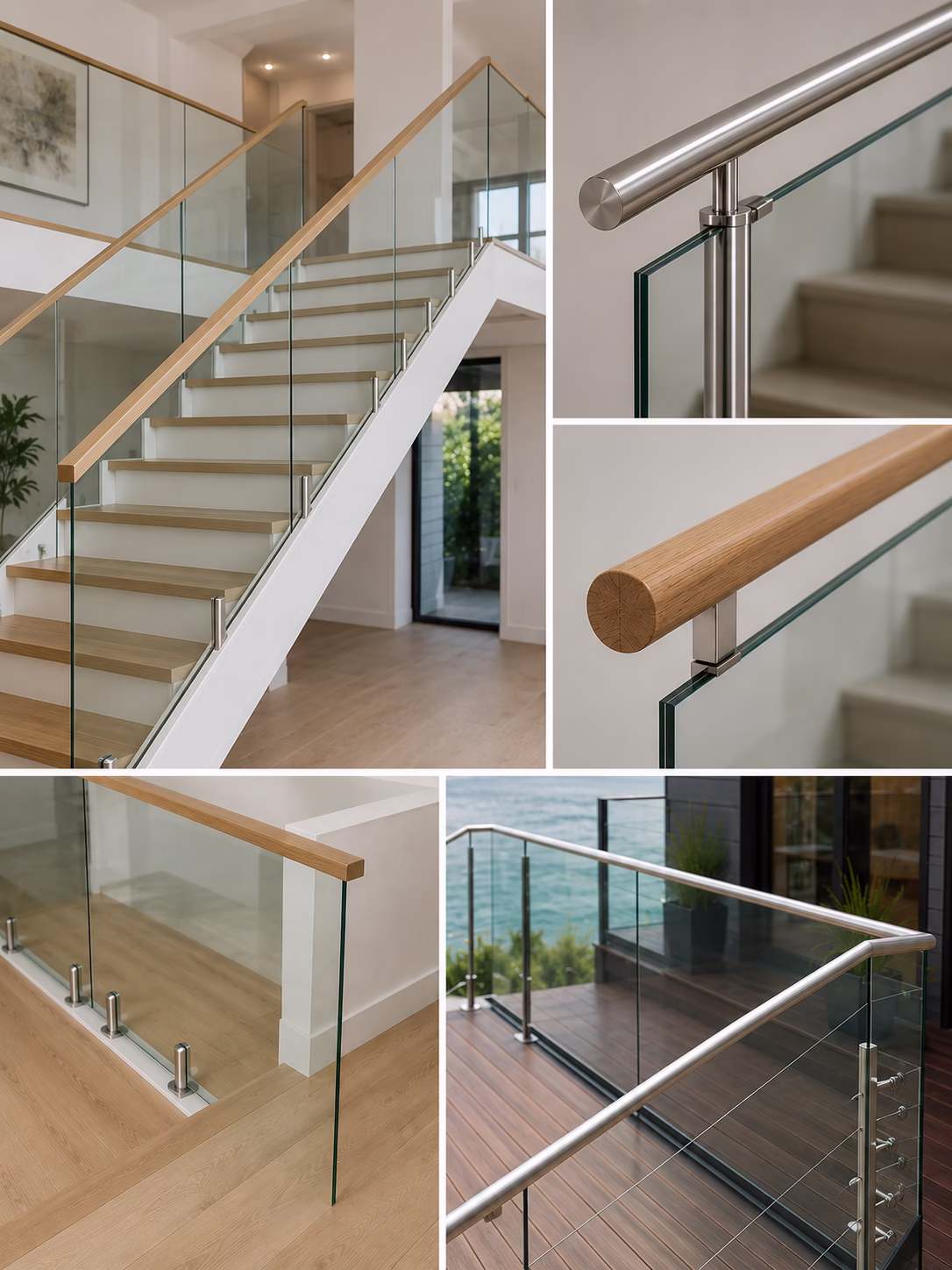 Glass balustrade with timber handrail cap Best Stairs Melbourne